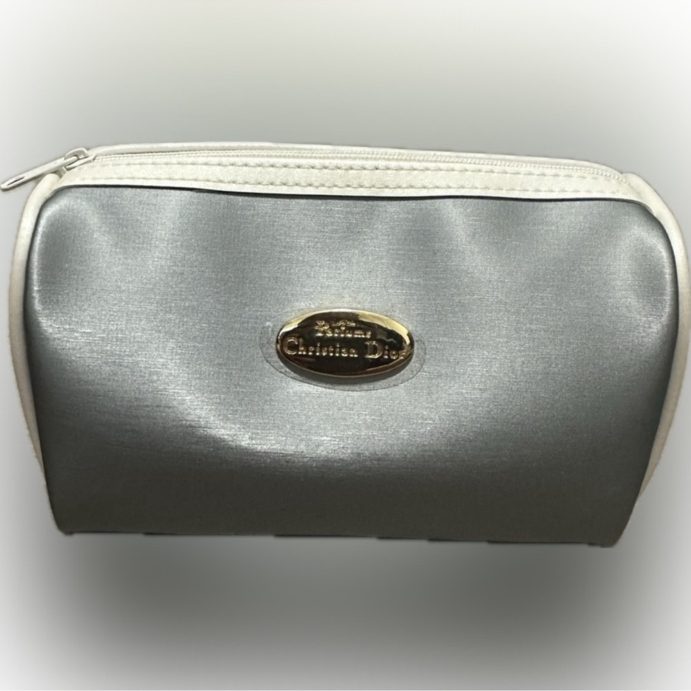 Authentic Y2K Christian Dior Parfums Metallic Silver Cosmetic Pouch